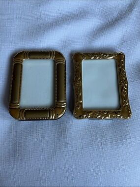 Gold Decorative Mini Plastic Picture Frames - Set of 2. 2x3”